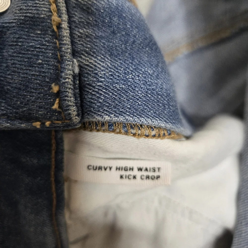 LOFT curvy high waist kick crop denim‎ blue jeans 14